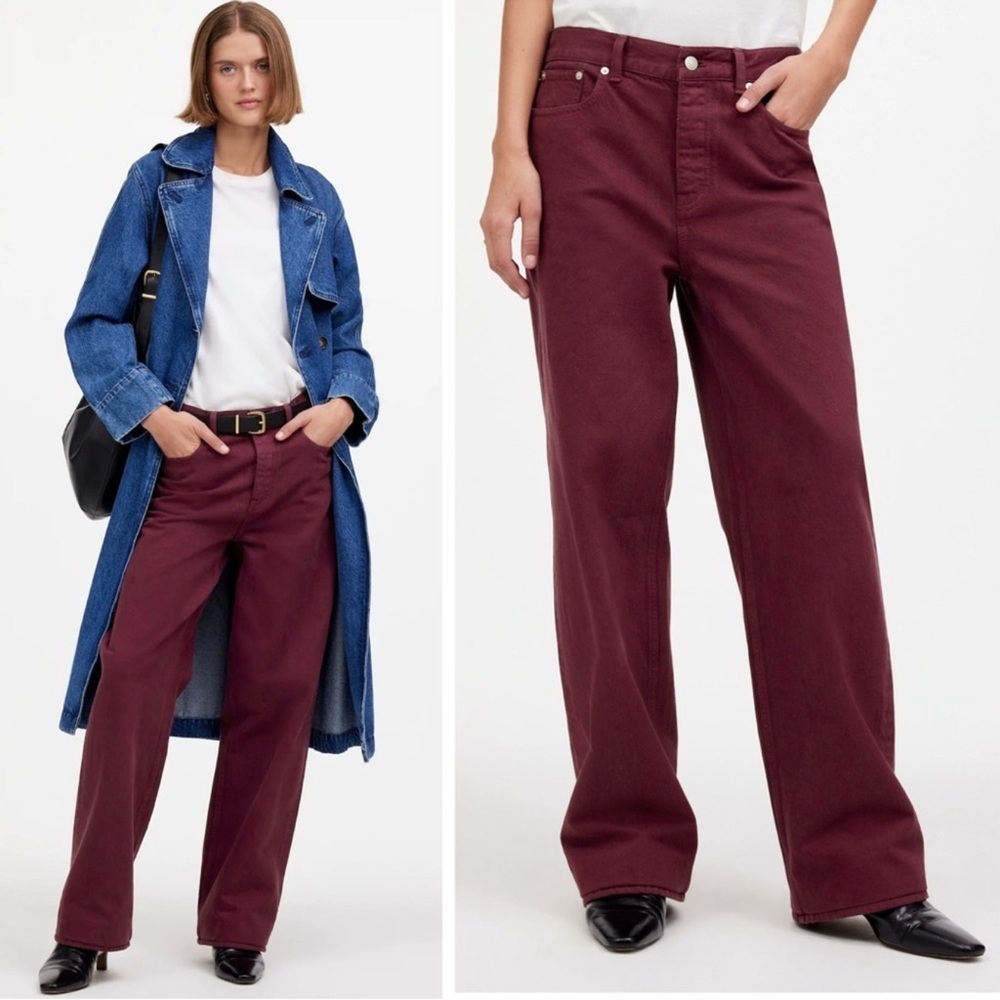 madewell Low-Slung Baggy Jeans Bordeaux Rigid Size 24